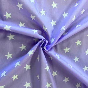 100% Cotton - Stars - Lilac - £6.50 Per Metre - Sold by Half Metre