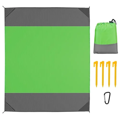 108x96.46in Sand Proof Picnic Blanket Water Resistant Foldable Camping Beach Mat w/ 4 Anchors 1 Carry Bag For 4-6 People - Green