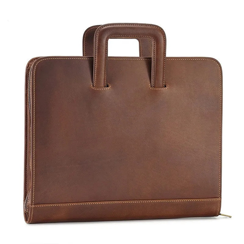 13.3"  Leather Laptop Bag, Leather Portfolio Binder for Men