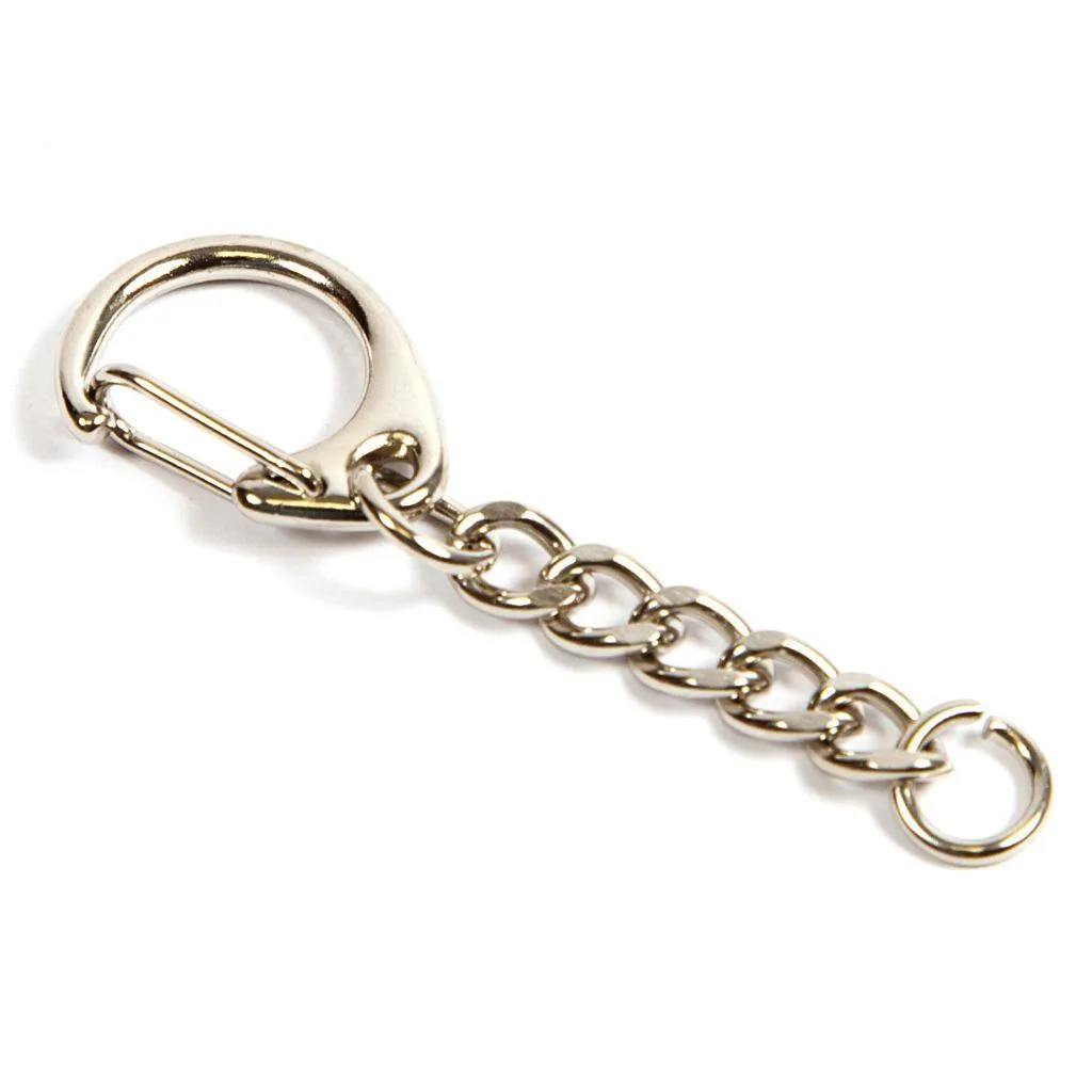 16mm `C` Ring with Nickel Plated Spring Clip and Keychain - Pack of 50