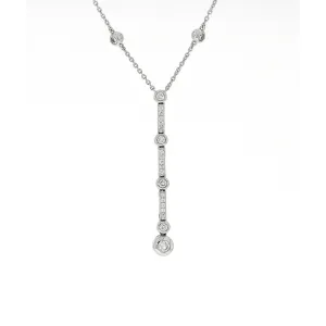 18ct White Gold Diamond Hanging Multi-Stone Pendant