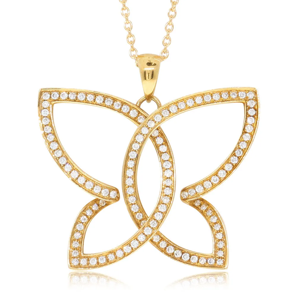 18ct Yellow Gold Diamond Butterfly Pendant