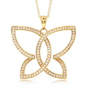 18ct Yellow Gold Diamond Butterfly Pendant