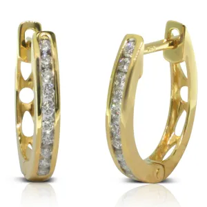 18ct Yellow Gold  Diamond Hoop Earrings