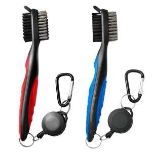 2 Pack Professional Golf Club Brush, Golf Brush and Groove Cleaner with Retractable Zip-line and Aluminum Carabiner, Golf Club Cleaner for Golf Clubs, Golf Brush for Golf Bag,Golf Accessories for Men