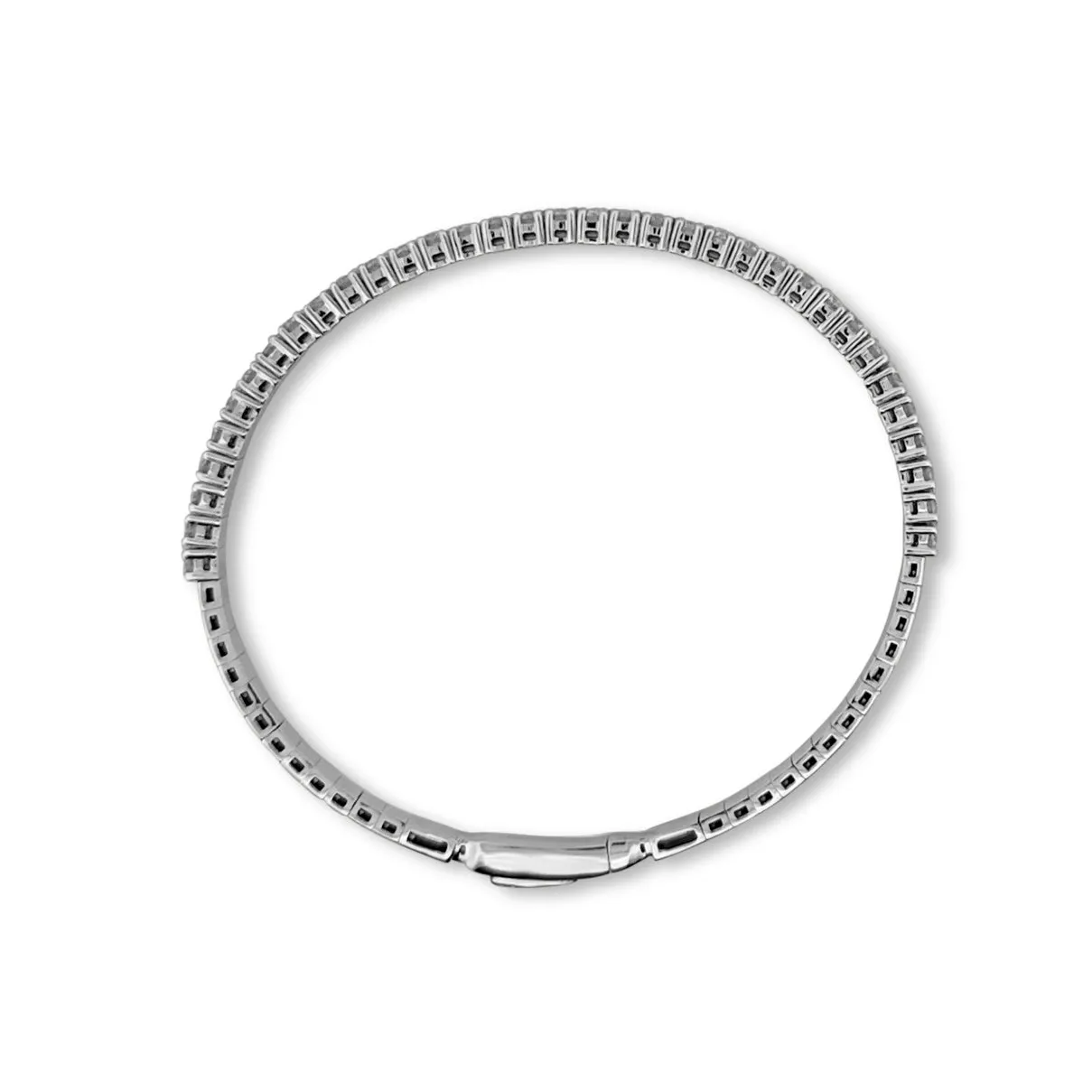 2ctw Round Brilliant Diamond Flex Bangle Bracelet in 14k White Gold