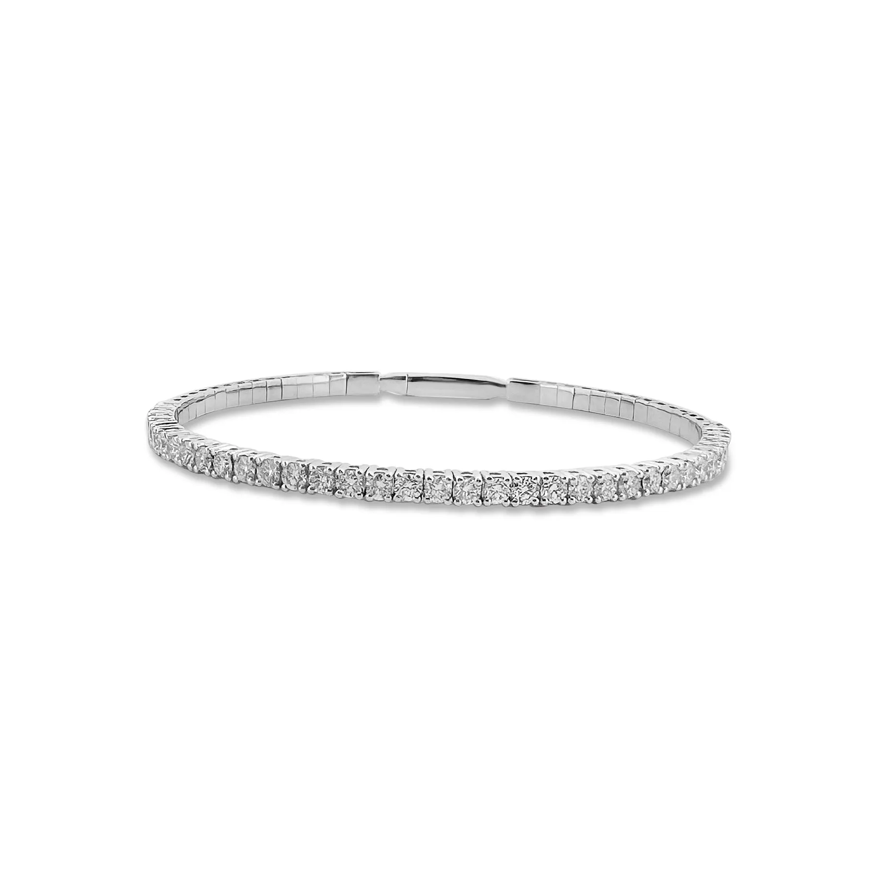 2ctw Round Brilliant Diamond Flex Bangle Bracelet in 14k White Gold