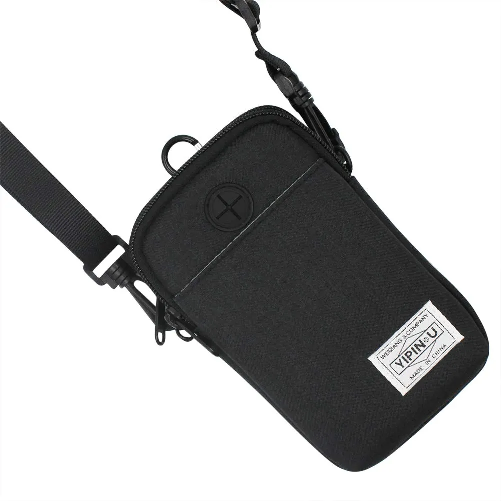 3-Layers Waterproof Cell Phone Pouch Crossbody Purse Oxford Fabric Belt Bag Wallet for Men Women