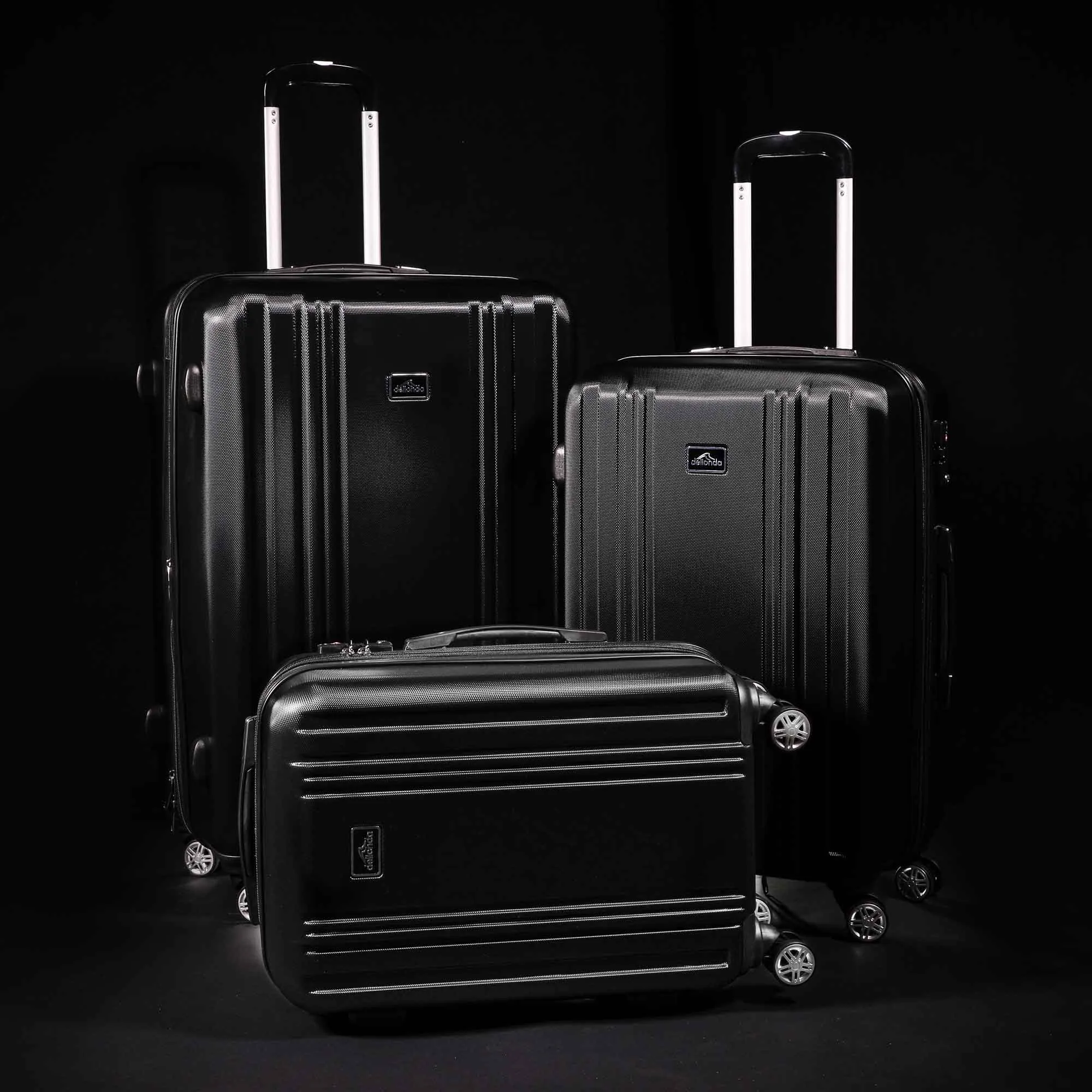 3 Piece Lightweight Luggage Suitcase Trolley Set ABS TSA Lock Black - DL11