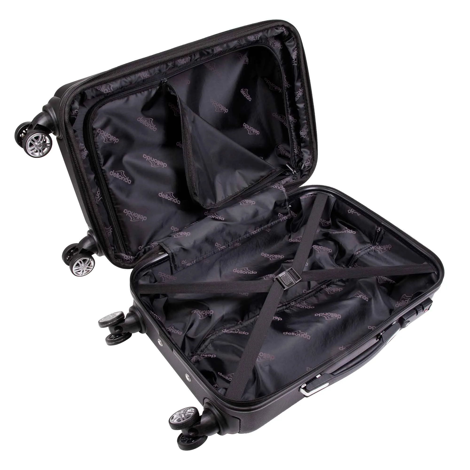 3 Piece Lightweight Luggage Suitcase Trolley Set ABS TSA Lock Black - DL11