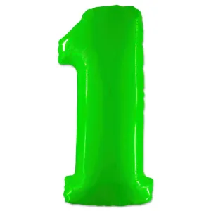 40 inch Number 1 - Lime Green Balloon