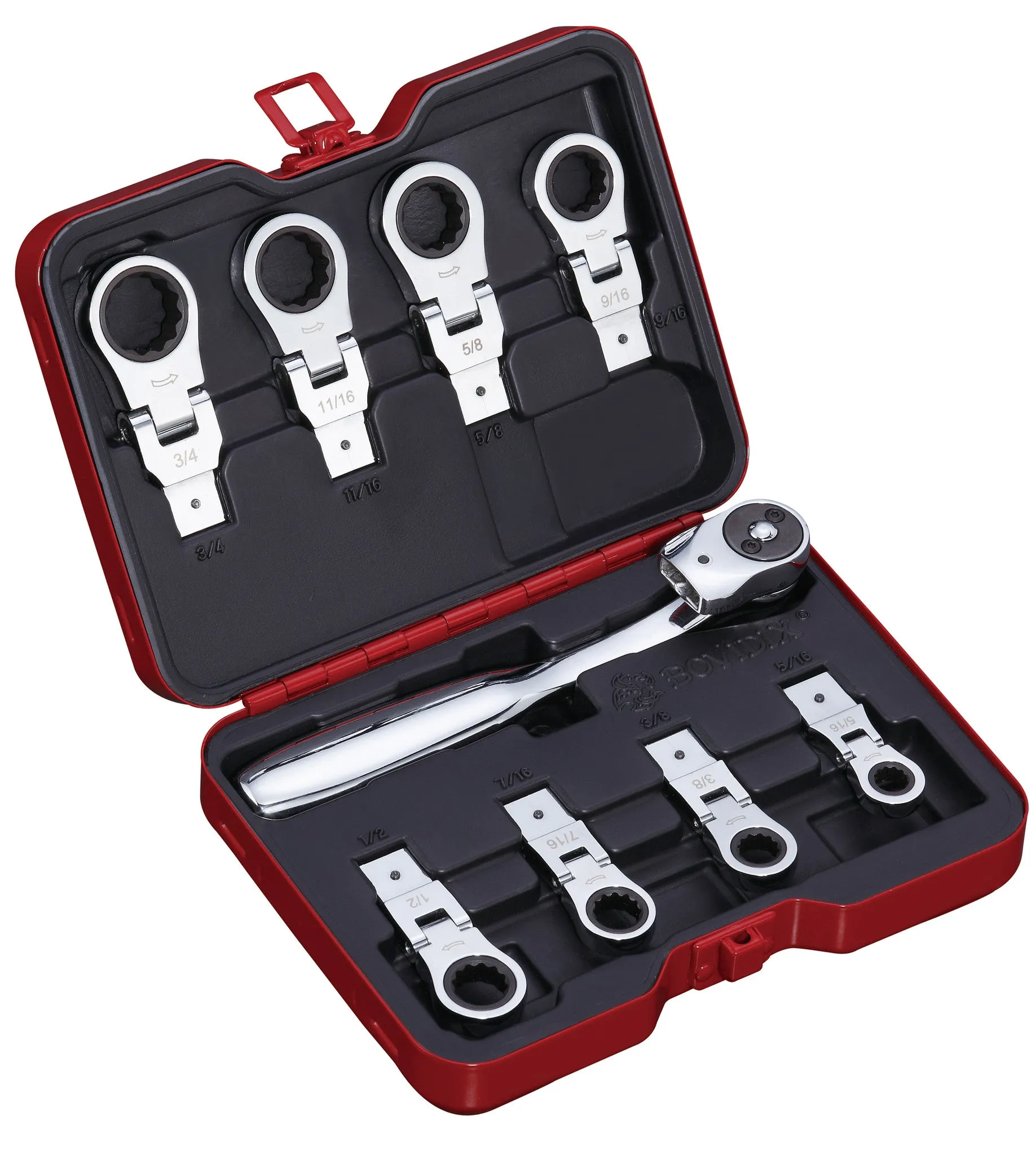 9 PC Ratchet & Box-end Ratchet Head Set, Inch