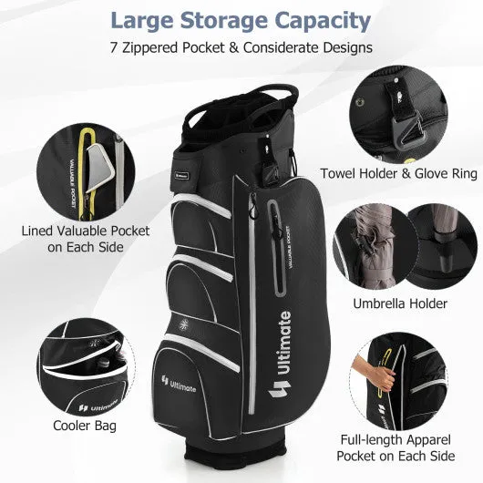 9.5 Inch Lightweight Golf Cart Bag with 15 Way Top Dividers-Black