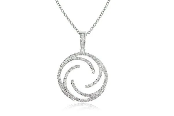 9ct White Gold Diamond Swirl Pendant