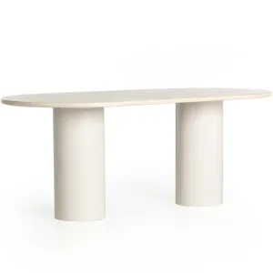 Belle Oval Dining Table, Cream Marble