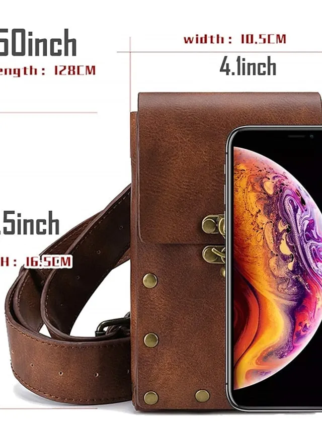 Belt Pouch Waist Bag Fanny Pack Medieval Vintage Leather Pouch Cellphone Holder Holster Carry Belt Purse Pocket Casual Hiking Festival Renaissance Faire Costume Travel Wallet Messenger