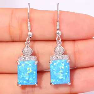 Blue Fire Opal Earrings