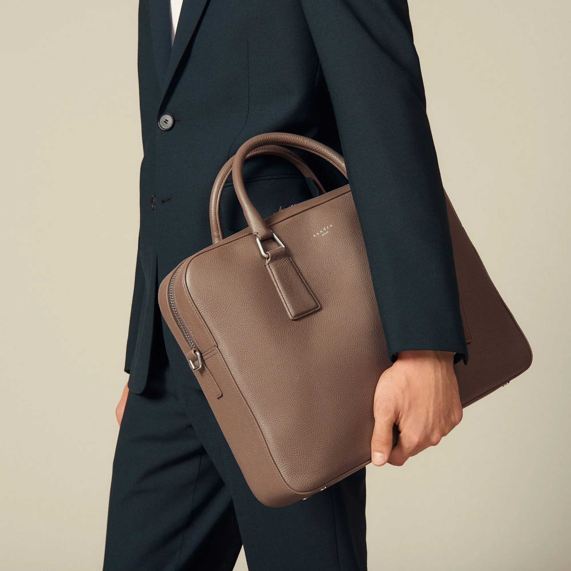 Briefcase en cuir grainé