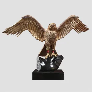 Brilliant Falcon - Golden bronze sculpture with Swarovski crystals and marble base