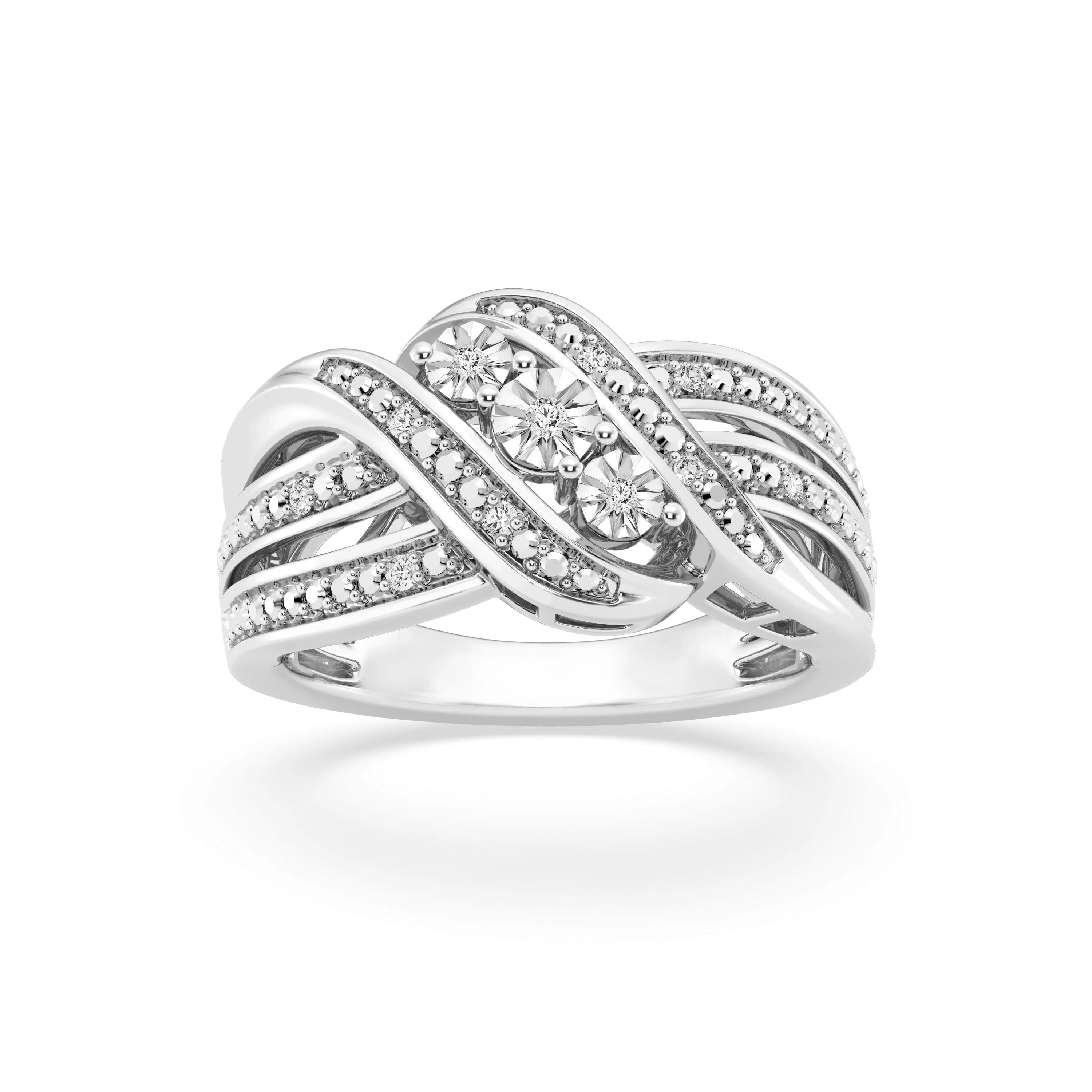 Brilliant Multi Swirl Dress Ring with 0.05ct of Diamonds in Sterling Silver