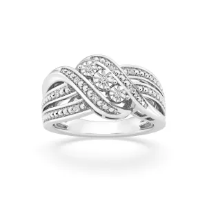 Brilliant Multi Swirl Dress Ring with 0.05ct of Diamonds in Sterling Silver