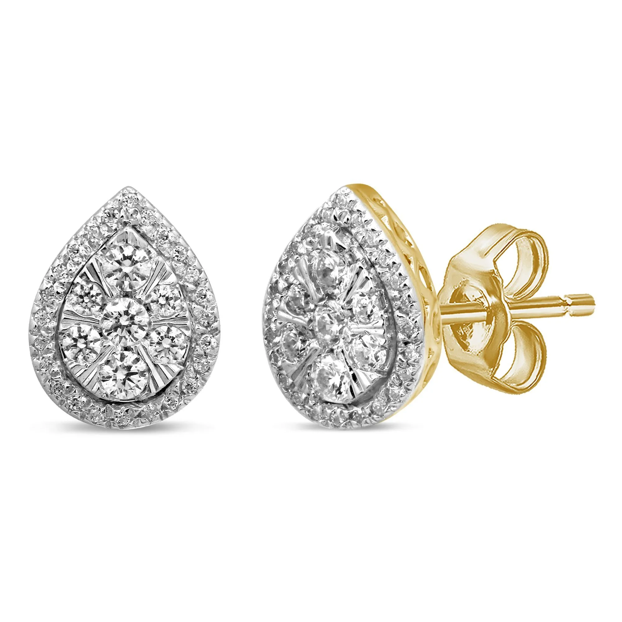 Brilliant Pear Earrings with 1/2ct of Diamonds in 9ct Yellow Gold