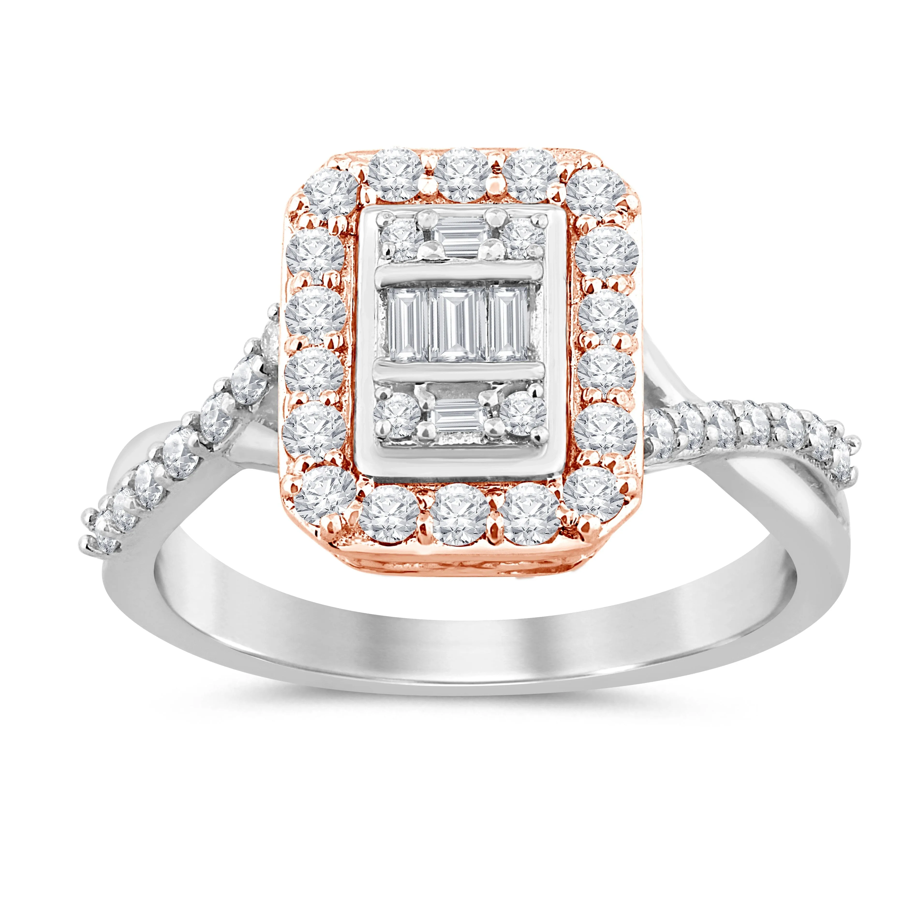 Brilliant Ring with 0.50ct of Diamonds in 9ct White Gold and 9ct Rose Gold