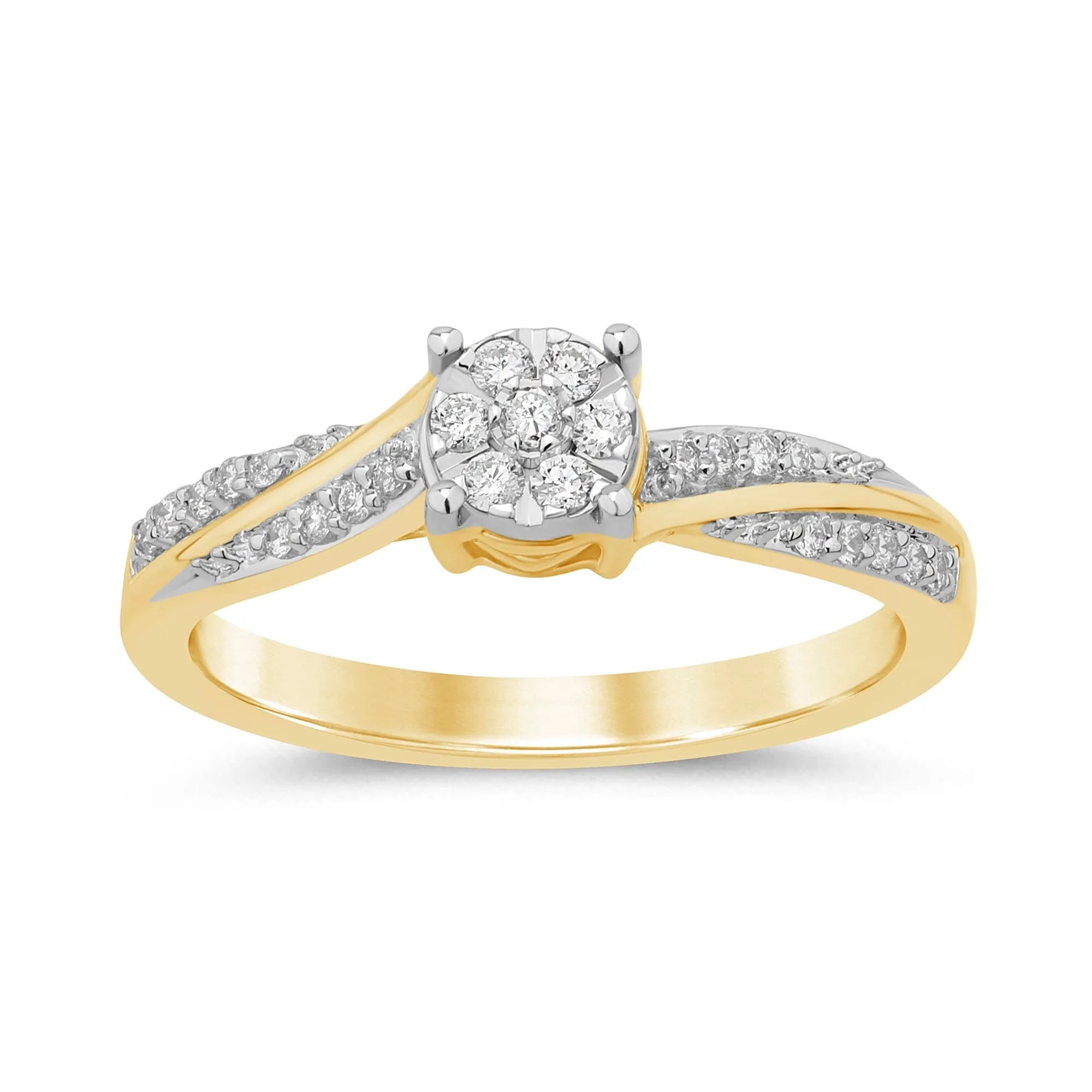 Brilliant Wave Ring with 0.15ct of Diamonds in 9ct Yellow Gold