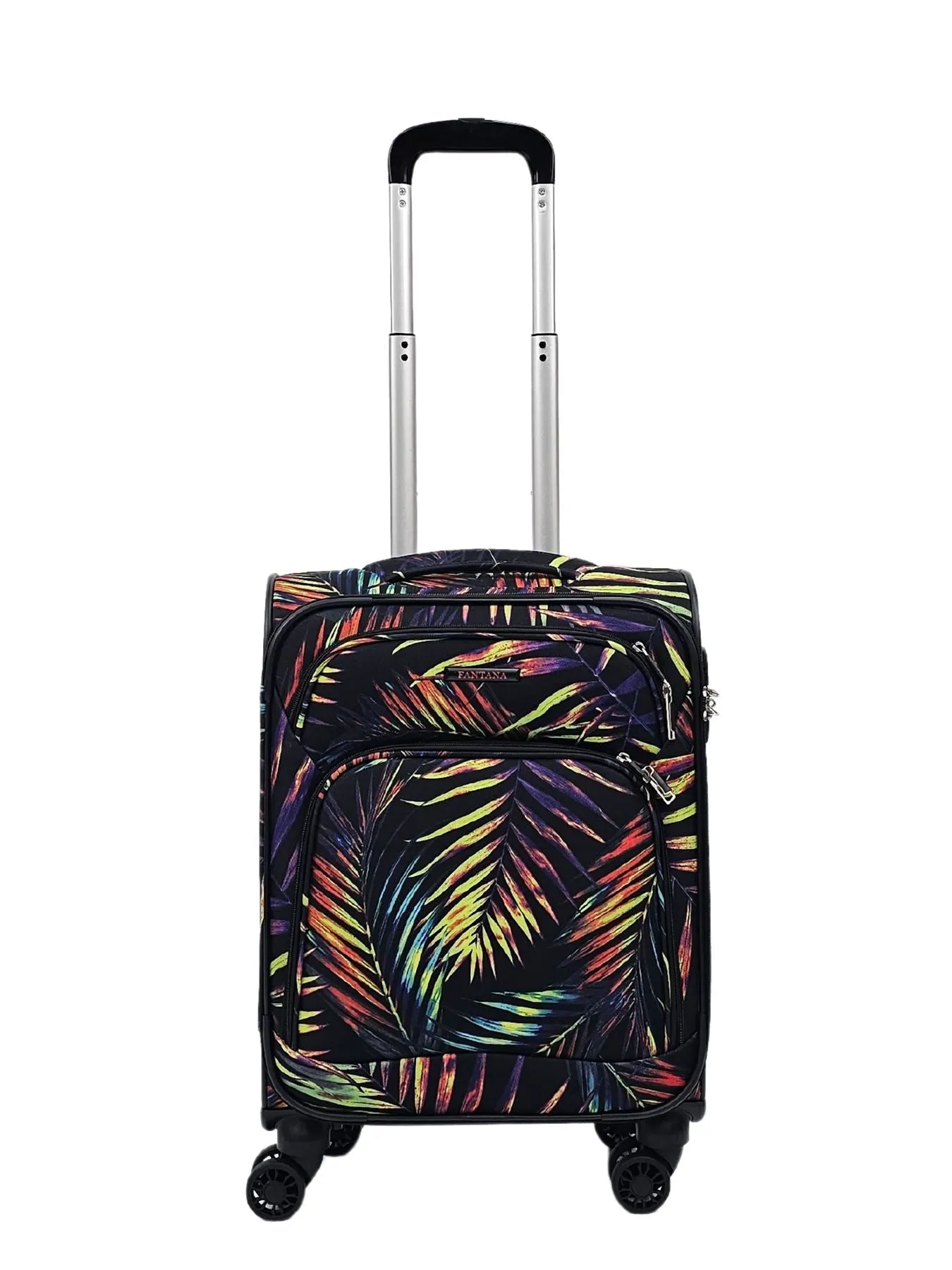 Butterfly Leaf Check Print Suitcase 4 Wheels Cabin Check In Hand Luggage Soft Shell Trolley