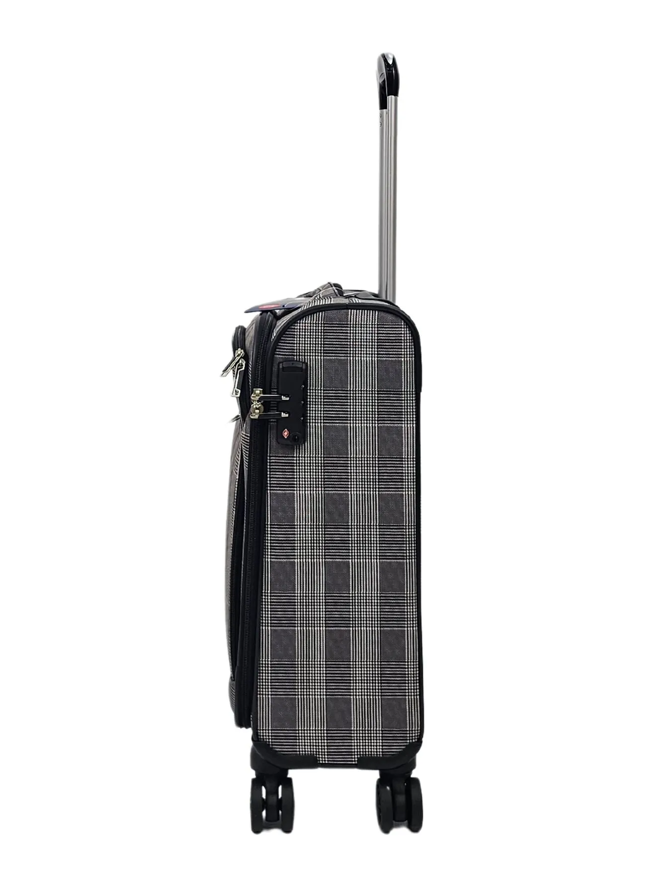 Butterfly Leaf Check Print Suitcase 4 Wheels Cabin Check In Hand Luggage Soft Shell Trolley