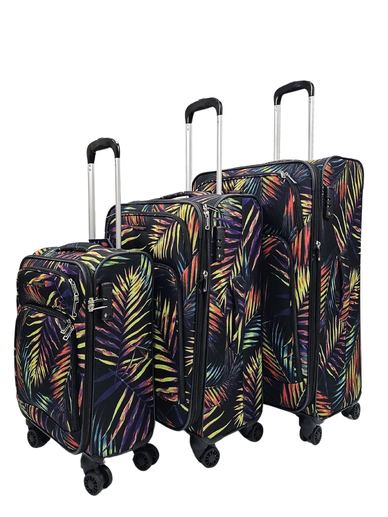 Butterfly Leaf Check Print Suitcase 4 Wheels Cabin Check In Hand Luggage Soft Shell Trolley