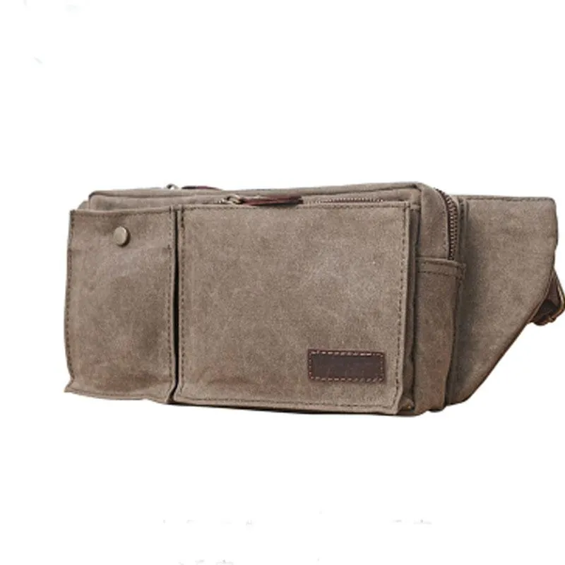 Canvas Mens Fanny Pack Canvas Waist Bag Small Canvas Chest Bag for Men