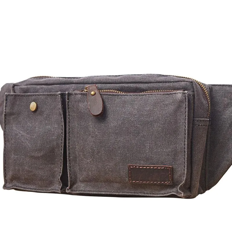 Canvas Mens Fanny Pack Canvas Waist Bag Small Canvas Chest Bag for Men