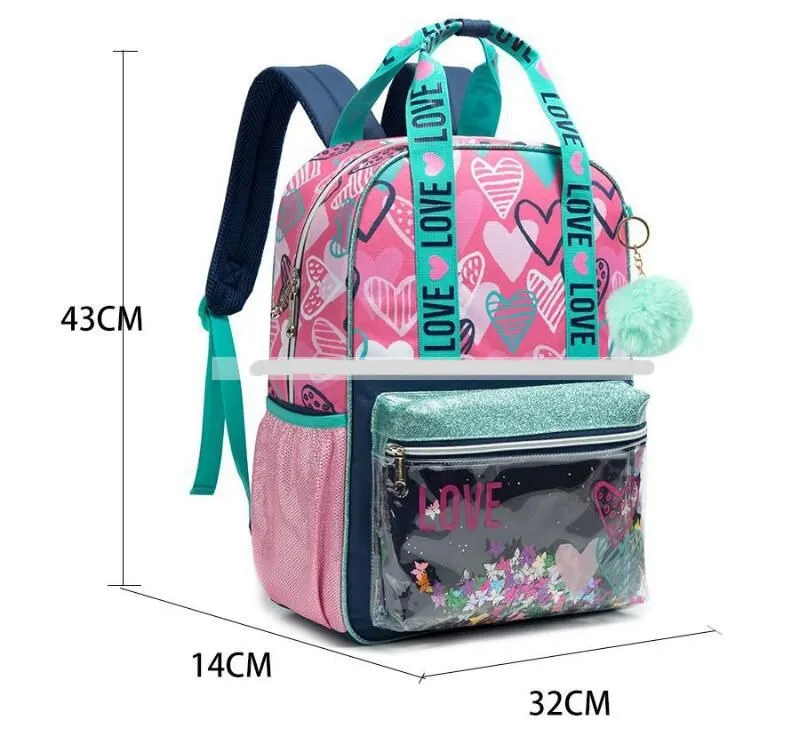 Cartoon Letter Print 16-Inch 3-Piece Set of Kids School Trolley Backpack