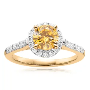 Celebration 18ct Yellow Gold Round Brilliant Cut 1.30 CARAT tw of Lab Grown Diamond Ring