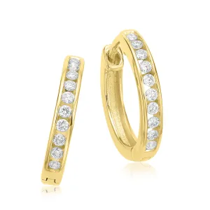 Celebration 9ct Yellow Gold with Round Brilliant Cut 0.15 CARAT tw of Lab Grown Diamond Huggies