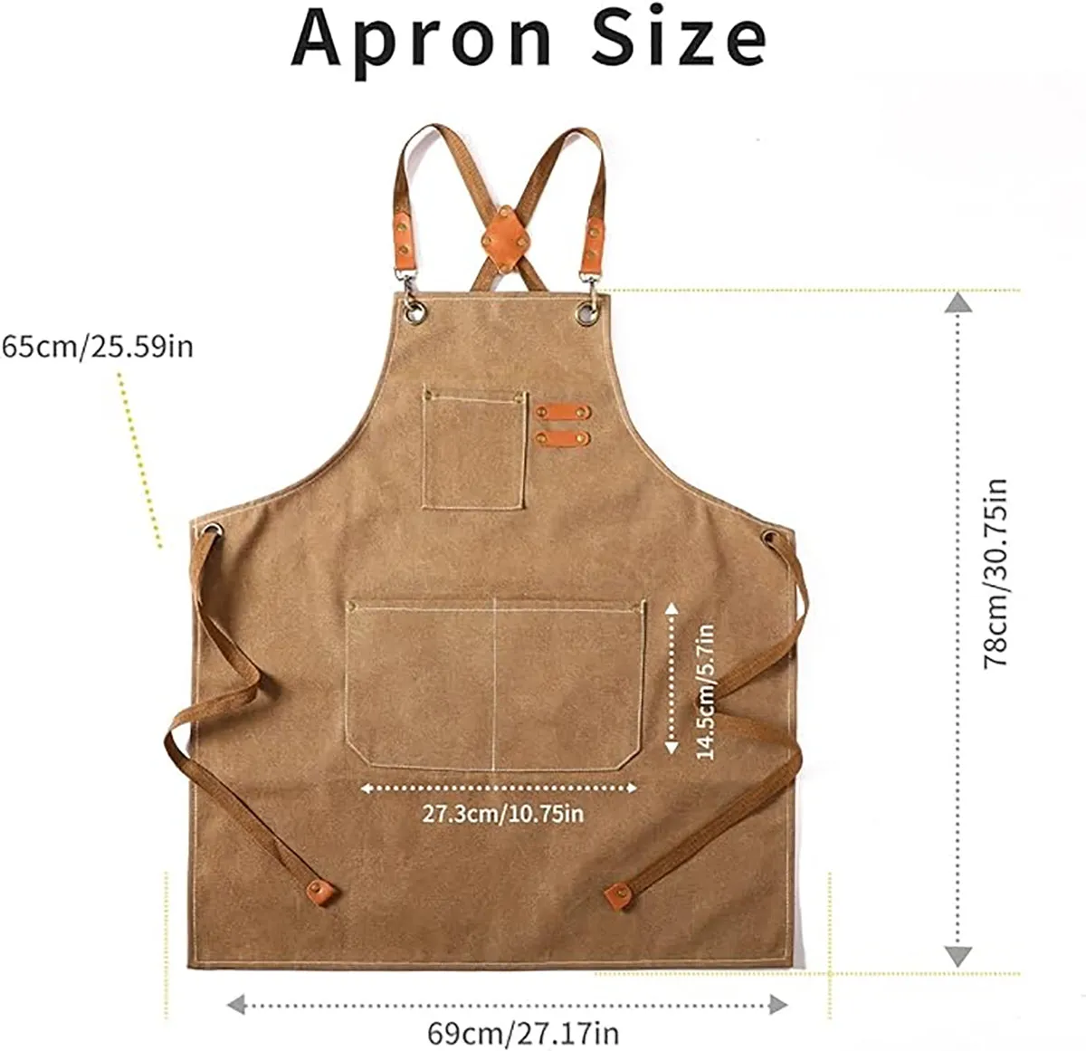 Chef Aprons Canvas Cross Back Premium : Stylish Unisex Design with Spacious Pockets