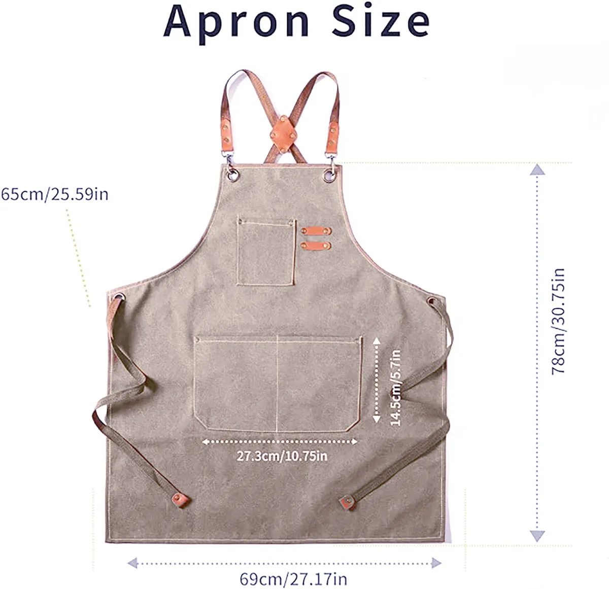 Chef Aprons Canvas Cross Back Premium : Stylish Unisex Design with Spacious Pockets