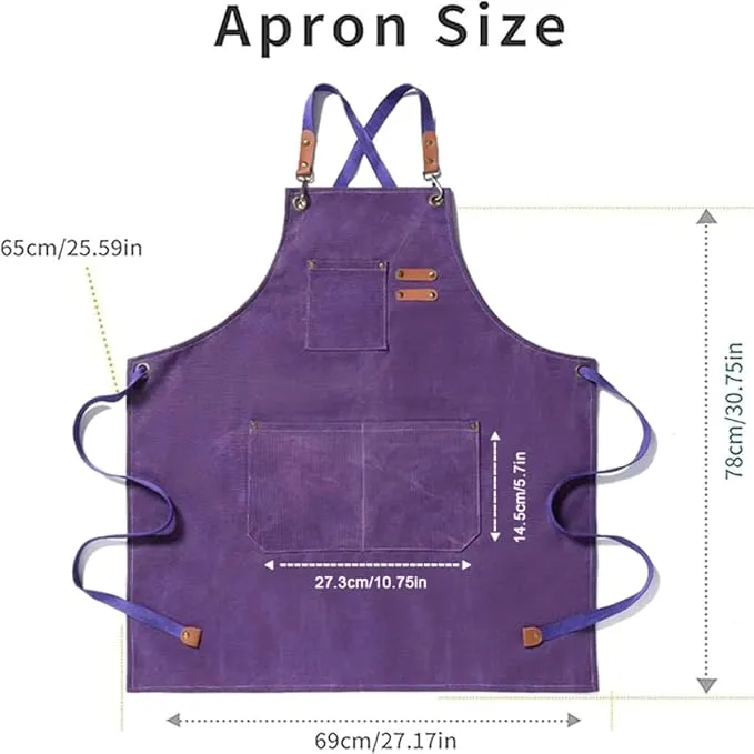 Chef Aprons Canvas Cross Back Premium : Stylish Unisex Design with Spacious Pockets