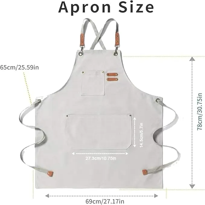 Chef Aprons Canvas Cross Back Premium : Stylish Unisex Design with Spacious Pockets