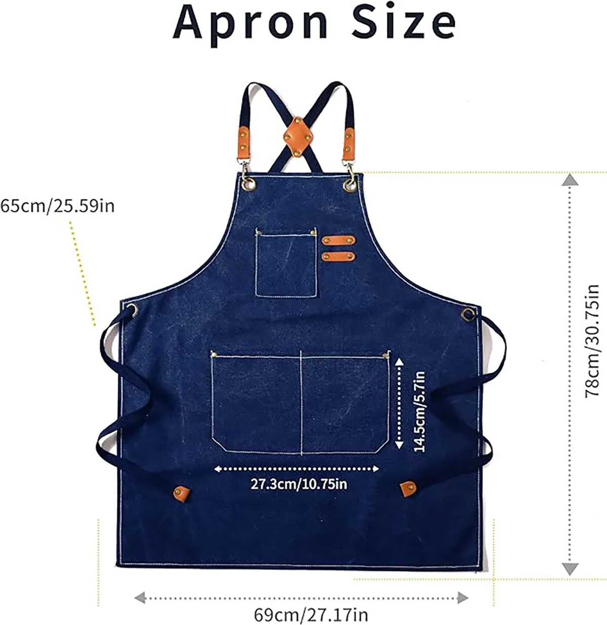 Chef Aprons Canvas Cross Back Premium : Stylish Unisex Design with Spacious Pockets