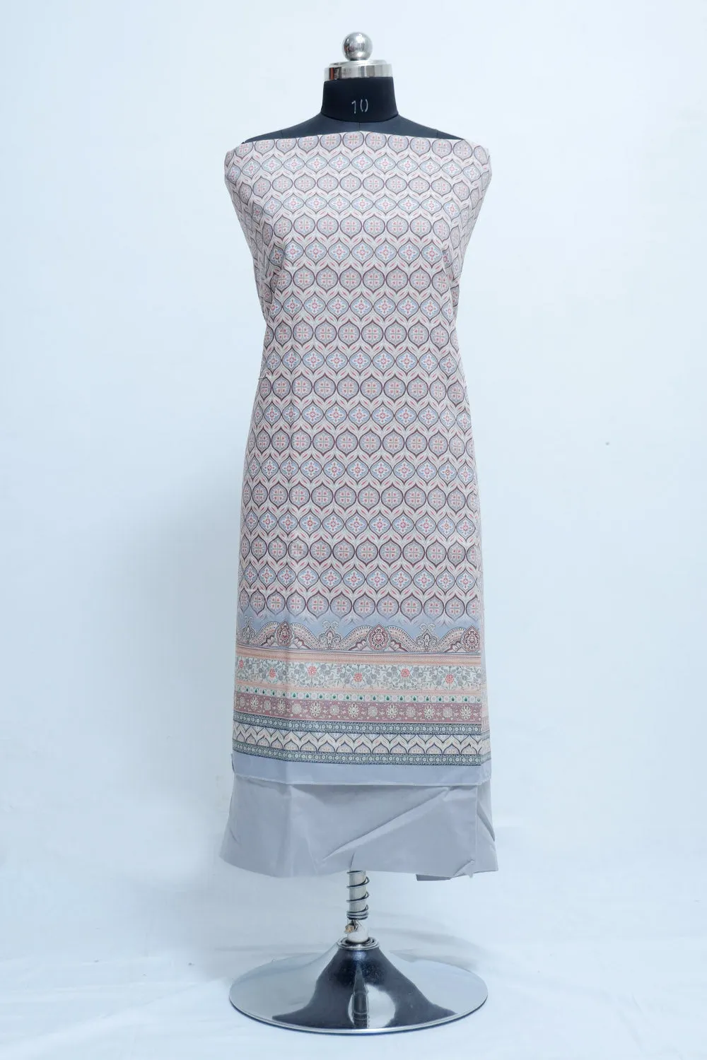 Classy Ash Grey Colour Beautifully Printed Suit  Known For Its Unique Design & Enhances The Personality Of Wearer.