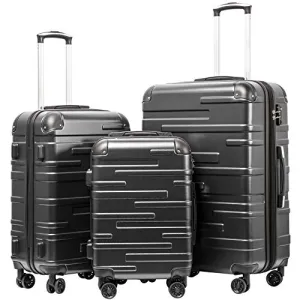 Coolife Luggage Expandable 3 Piece Set with TSA Lock - Grey