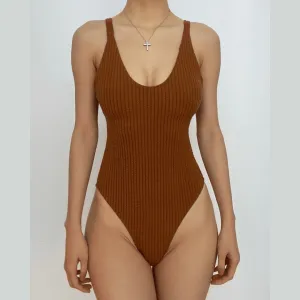 Cross back solid padded one piece swimwear