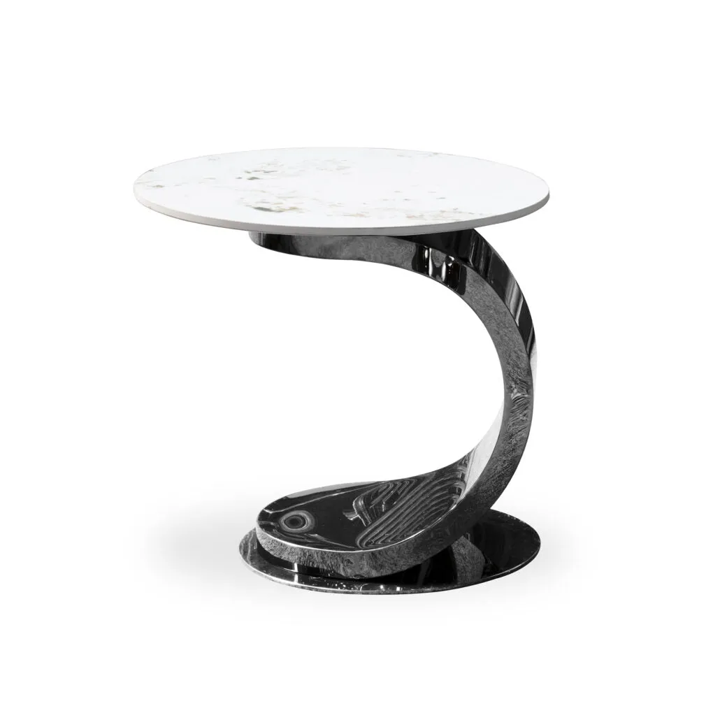 Curved Marble Side Table (Available in Gold, Black or Silver)