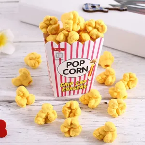 Cute Popcorn Shape Grip Cap Pencil Erasers Pack of 12