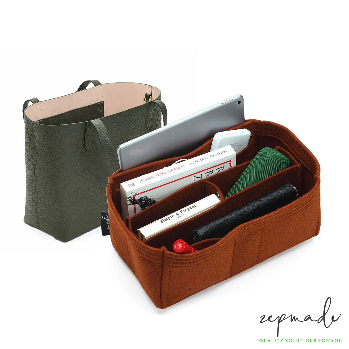 Cuyana Tote Organization Insert, Bag Organizer with Middle Compartment and Pen Holder