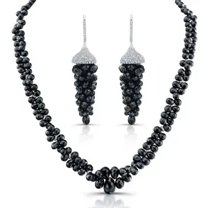 Dahlia Black Diamonds Briolette Earrings & Necklace Set