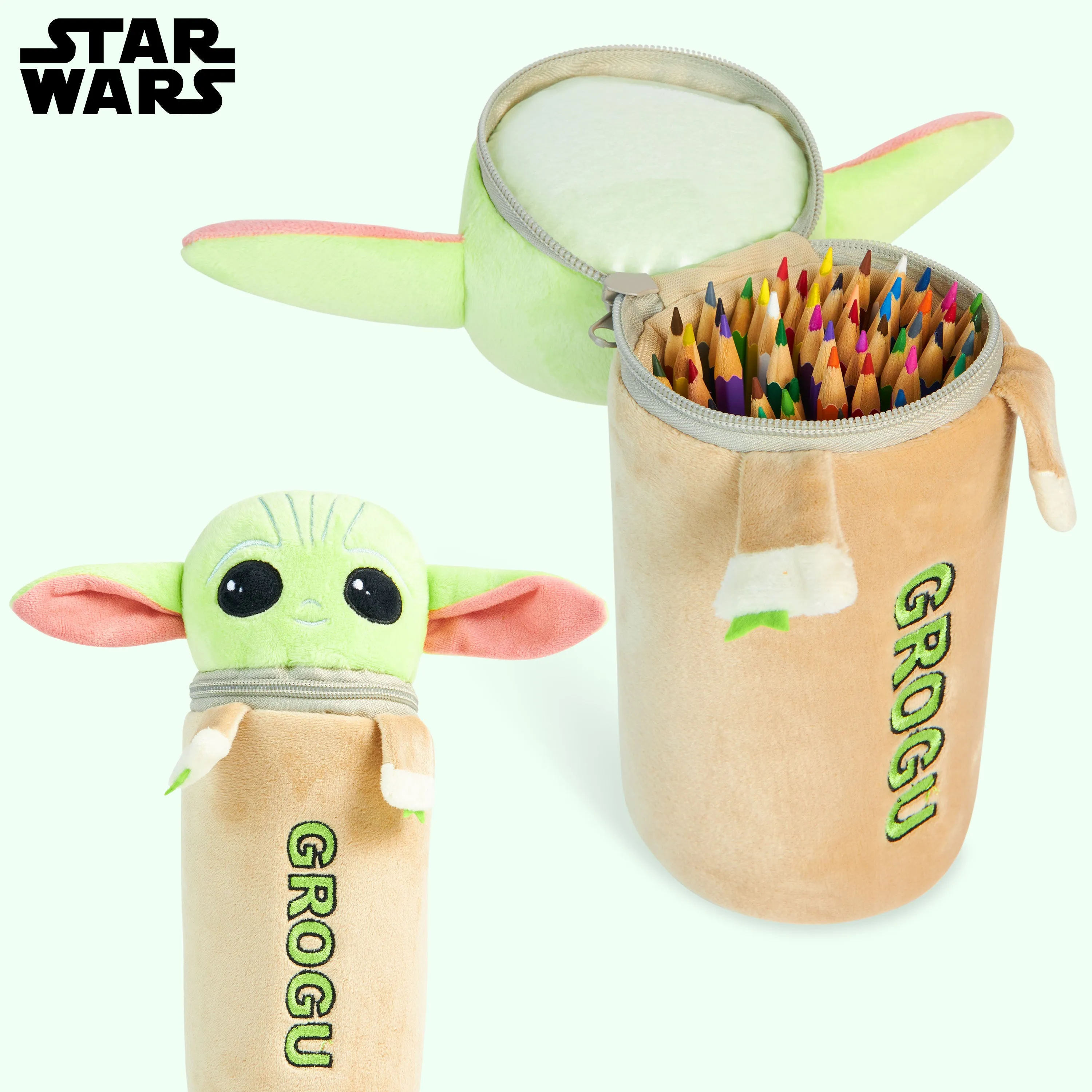 Disney Pencil Case with 48 Colouring Pencils Included -Multi Baby Yoda