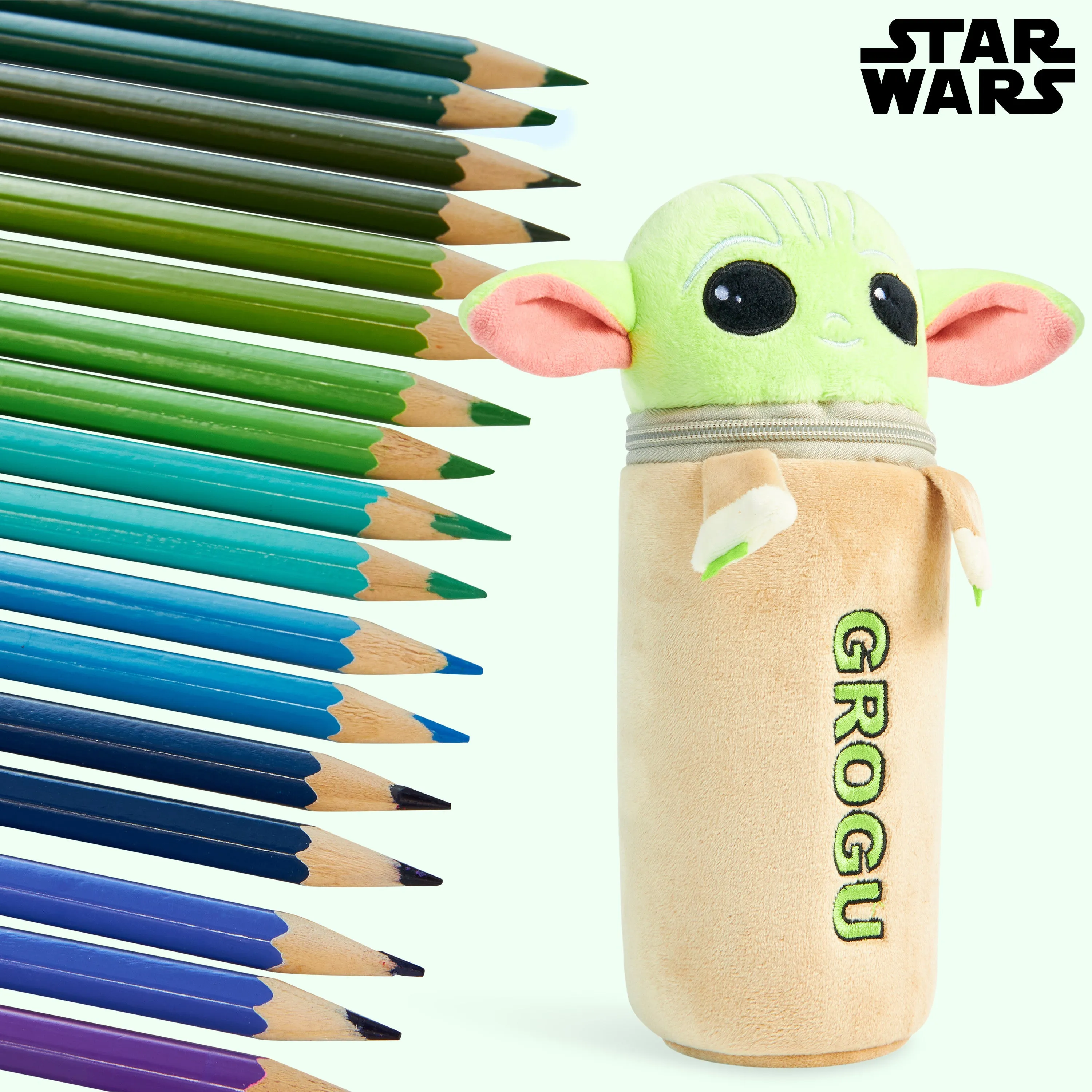 Disney Pencil Case with 48 Colouring Pencils Included -Multi Baby Yoda